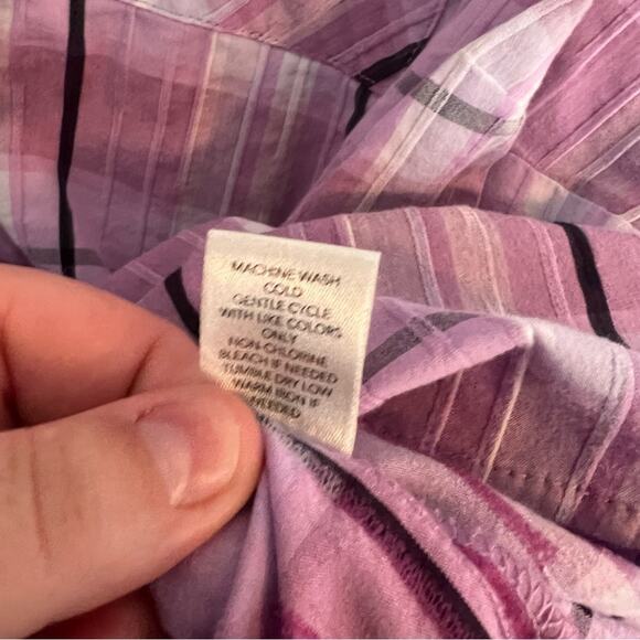 CJ Banks Purple Plaid Roll Tab Sleeve Button Down Shirt Plus Size 2X - Picture 5 of 7